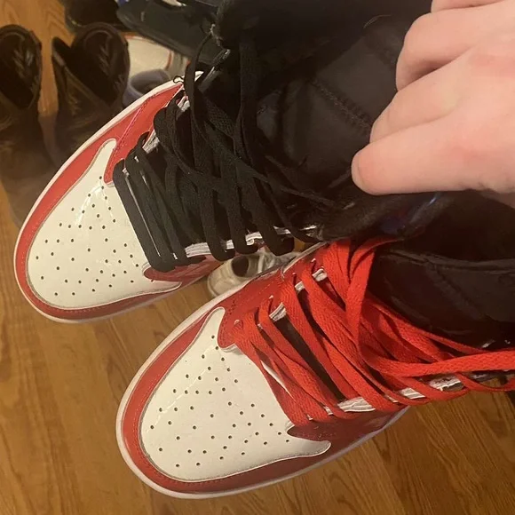 Size 12 Nike Air Jordans. Color Red, White, and Blue.